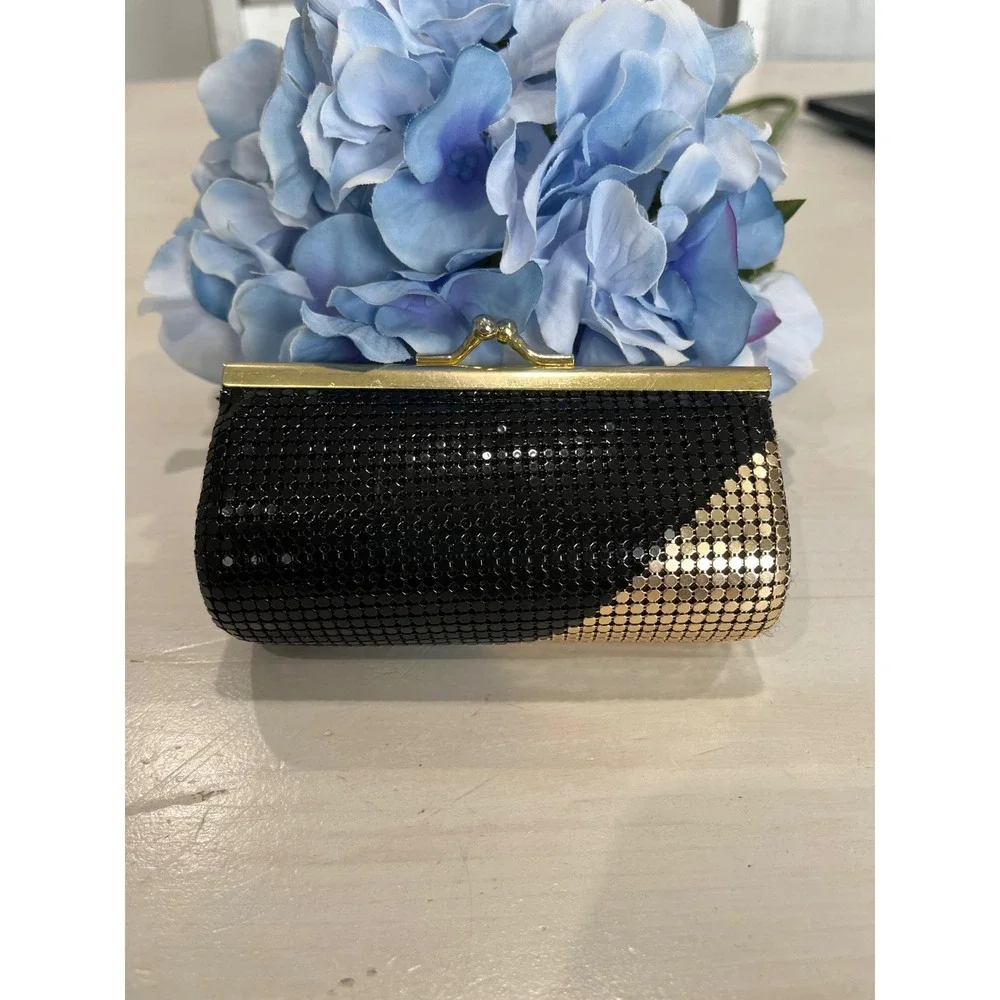 Vintage Gold Mesh Clutch Evening Bag Kiss Lock Party Purse‎ Small